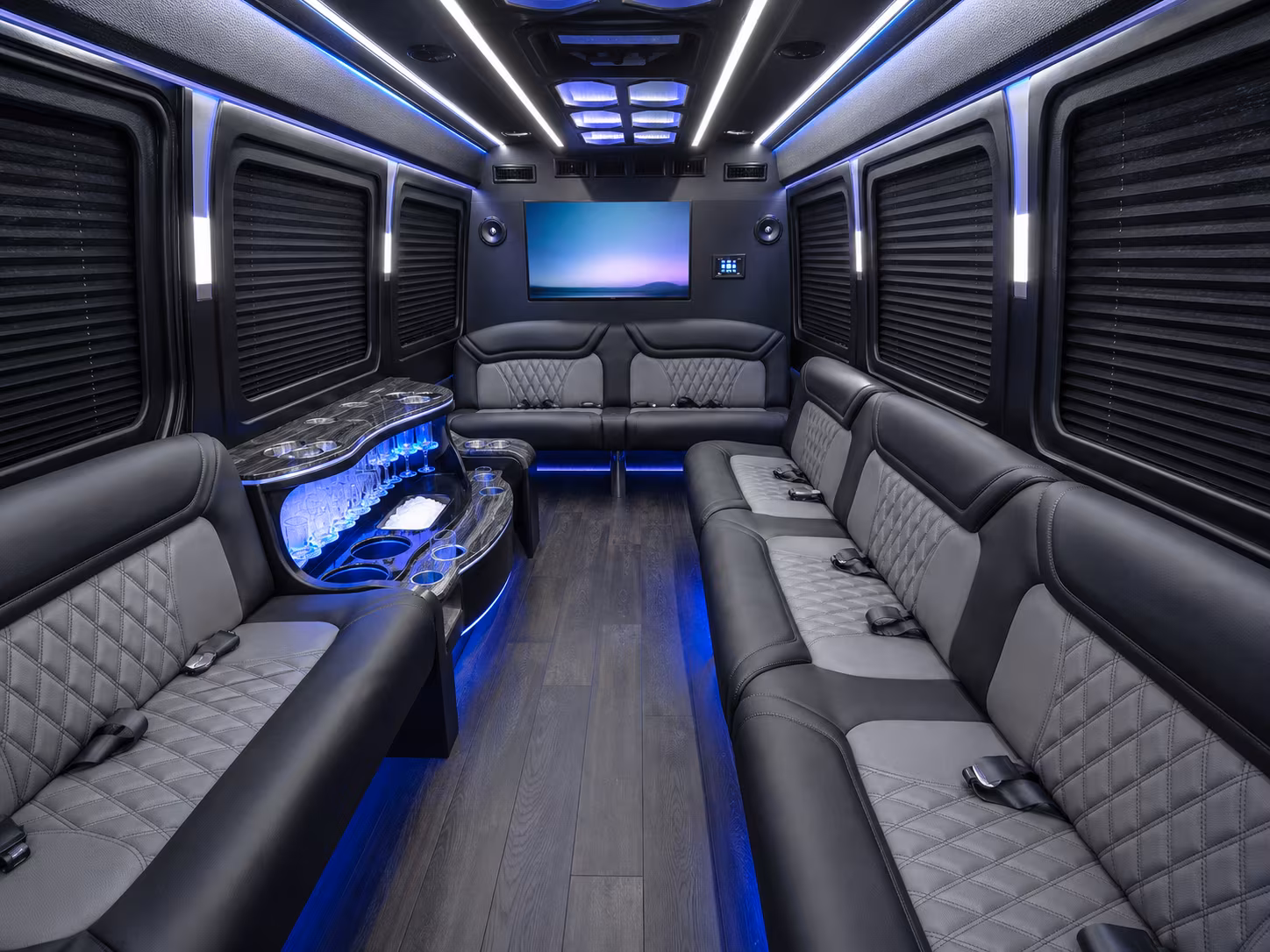 greenville 30 passenger party bus inside
