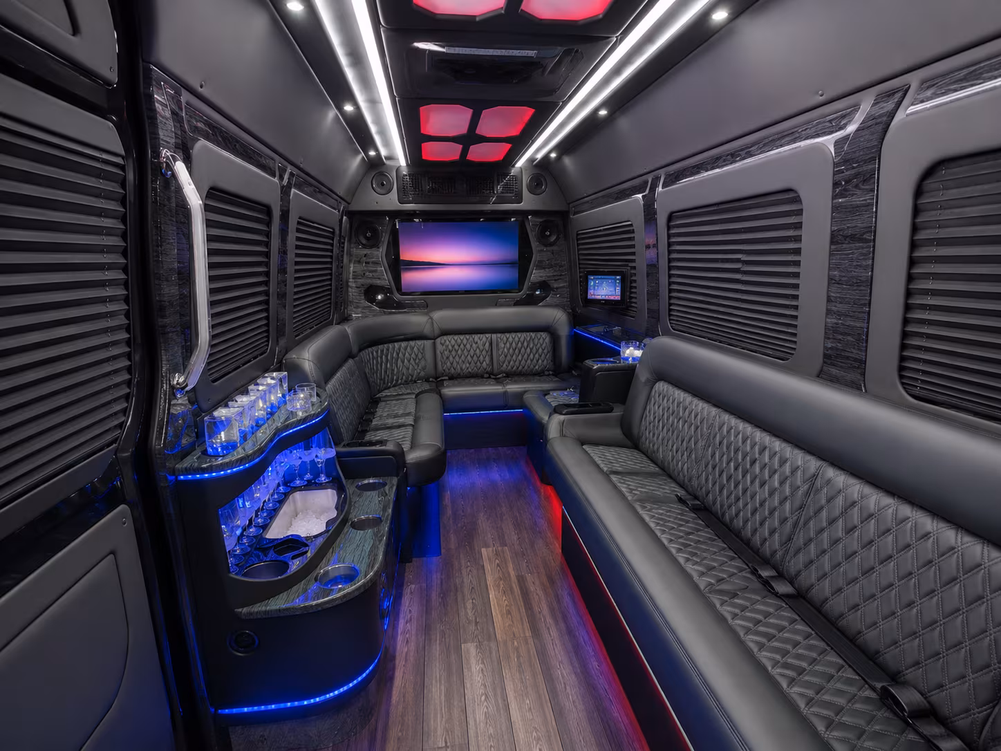 greenville 50 passenger party bus interior