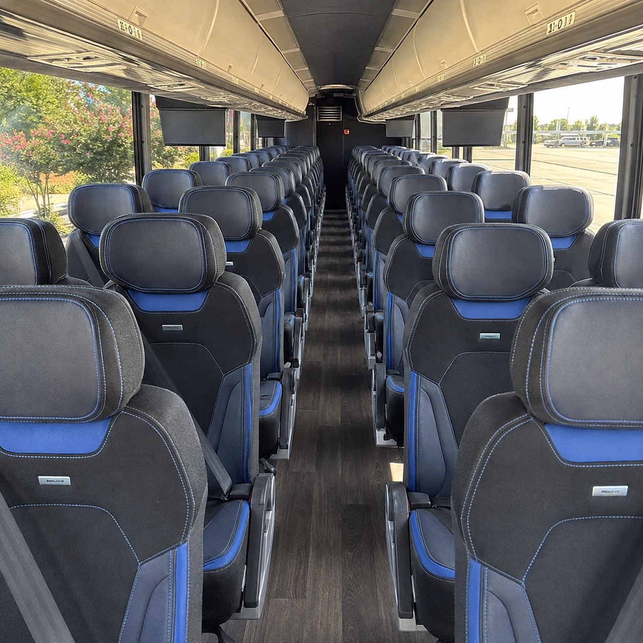 greenville charter bus rental interior